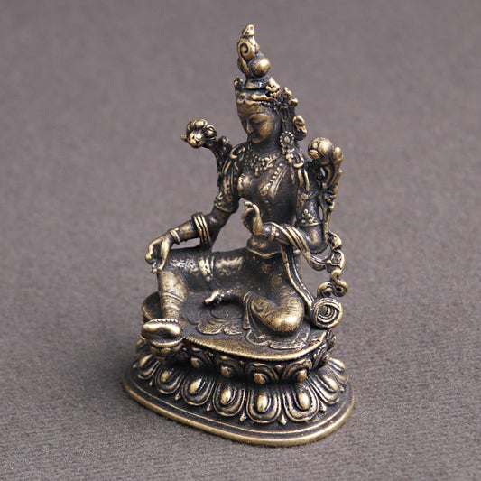 Brass Antique Green Tara Buddha Statue Decoration