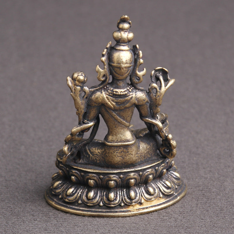 Brass Antique Green Tara Buddha Statue Decoration