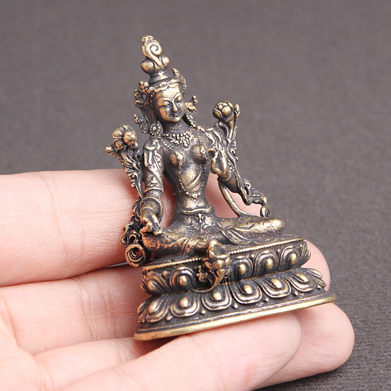 Brass Antique Green Tara Buddha Statue Decoration