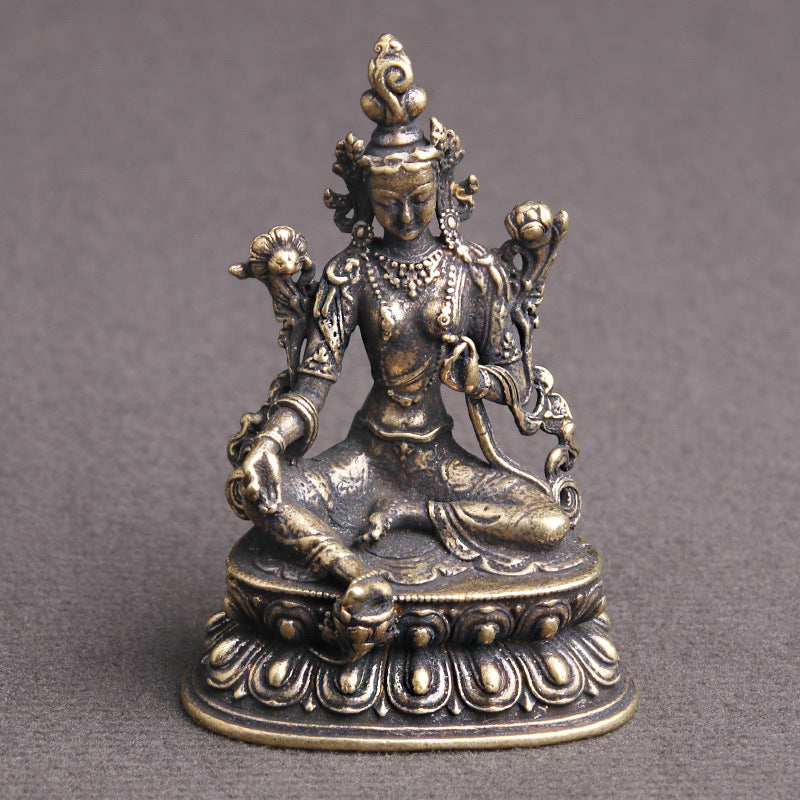 Brass Antique Green Tara Buddha Statue Decoration