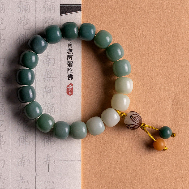 Natural Vaginal Skin Weathered Green Bodhi Root Bracelet