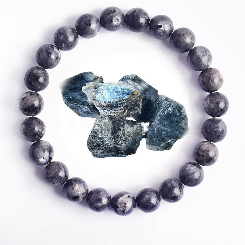 Hand Polished 8mm Natural Round Stone Beads Unisex Vintage Bracelet
