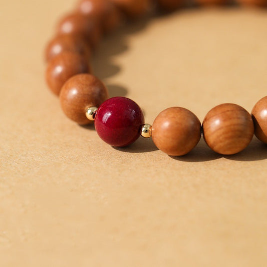 Peach Wood Bracelet Women's Crafts Single Circle