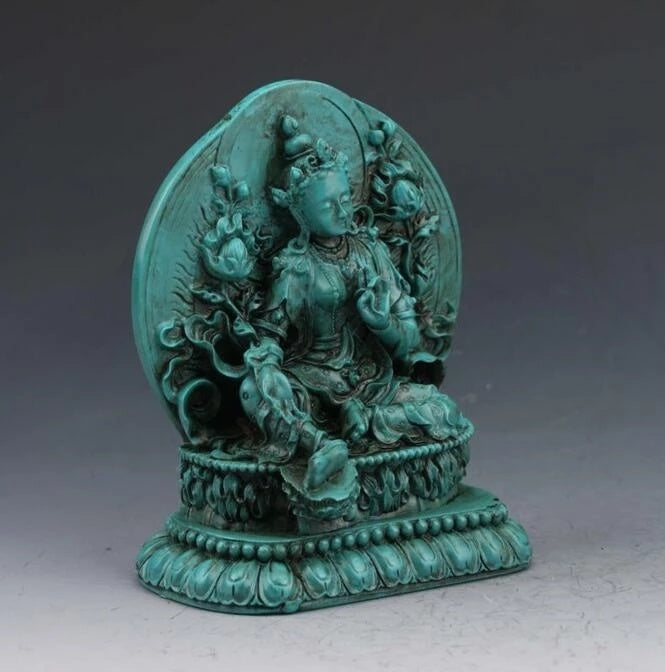 Natural Raw Turquoise Doumu Statue Ornament