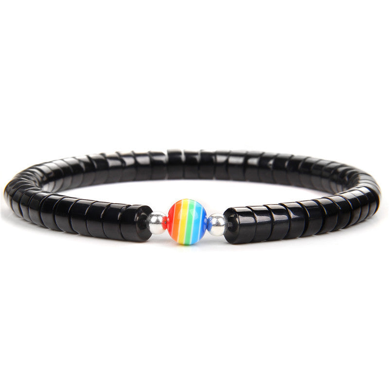 Men's Bracelet With Natural Imperial Stone Spacer