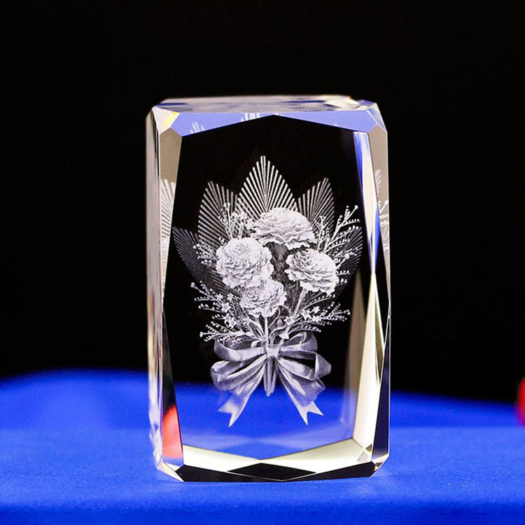 Interior Carving 3D Animal Series Crystal Statue Tourist Souvenir