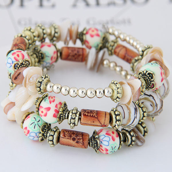 Shell Terracotta Multi-layer Winding Bracelet
