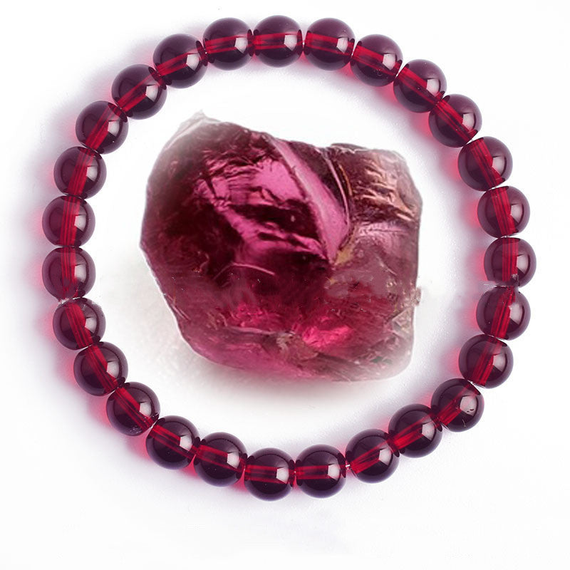 Hand Polished 8mm Natural Round Stone Beads Unisex Vintage Bracelet
