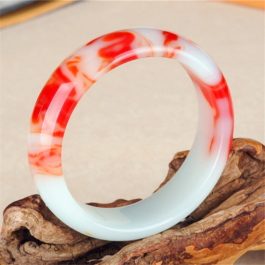 Hetian Suet Red White Jade Jinsi Jade Chicken Blood Bracelet