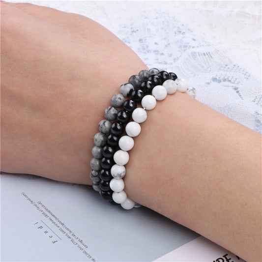 Natural Agate Stone Combination Set Elastic Bracelet