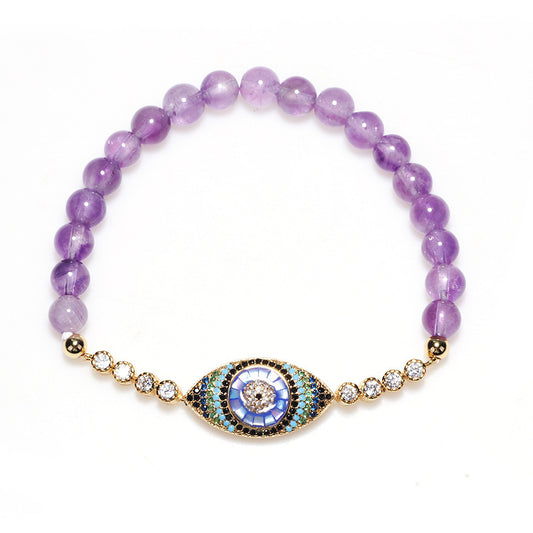 Amethyst Zircon Single Circle Eye Diamond Bracelet