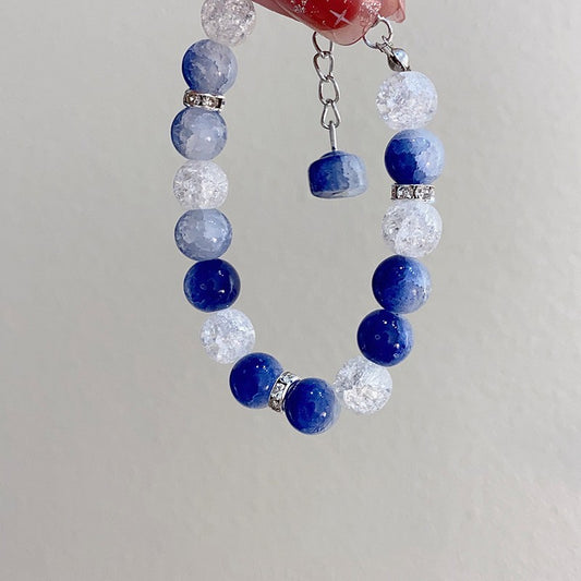 Blue Cracked Cystal Beaded Starry Sky Bracelet