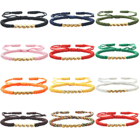 Hand-woven Irregular Shaped Copper Bead Beaded Bracelet