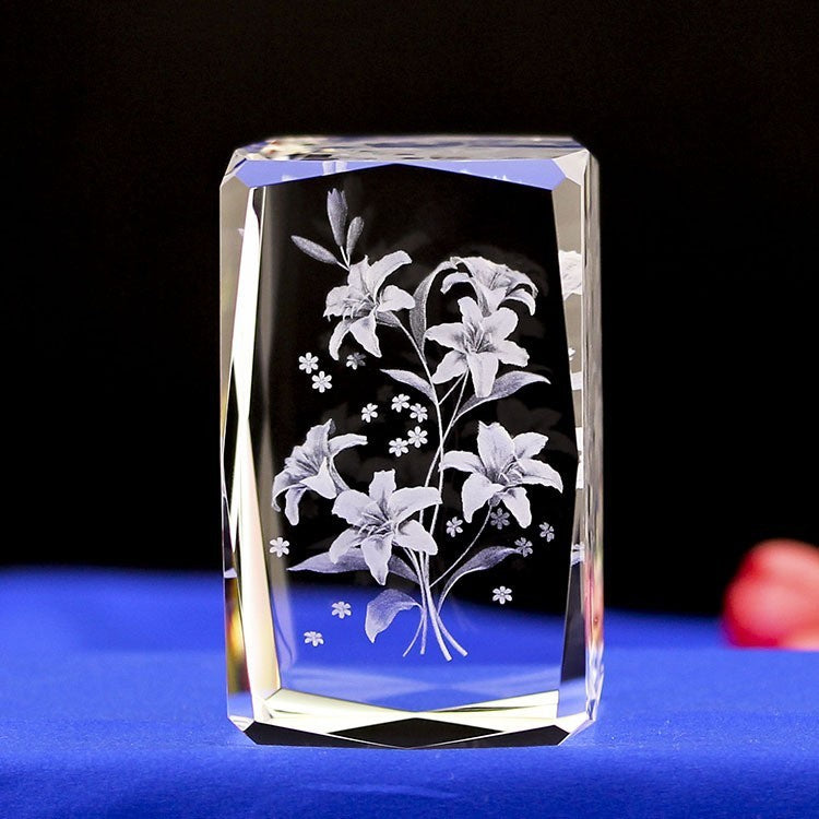 Interior Carving 3D Animal Series Crystal Statue Tourist Souvenir