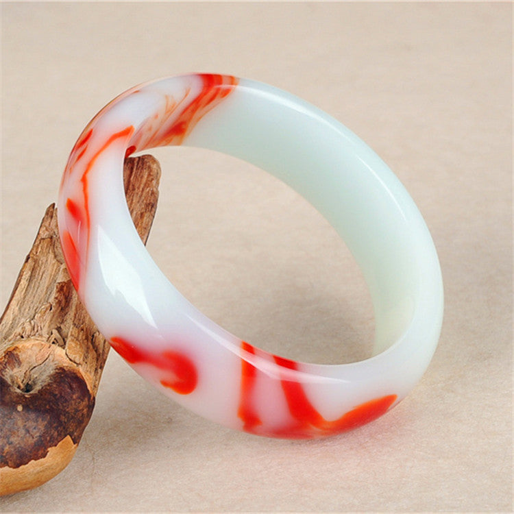 Hetian Suet Red White Jade Jinsi Jade Chicken Blood Bracelet