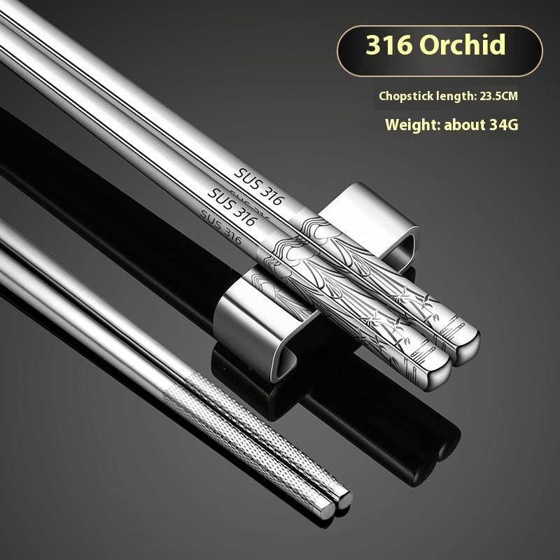 316 Stainless Steel Chopsticks Thickened Alloy Non-slip