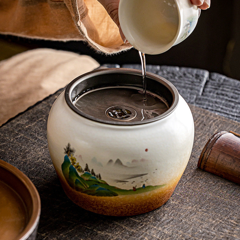 Household Ceramic With Lid Wash Tea Utensils Tea Residue Barrel