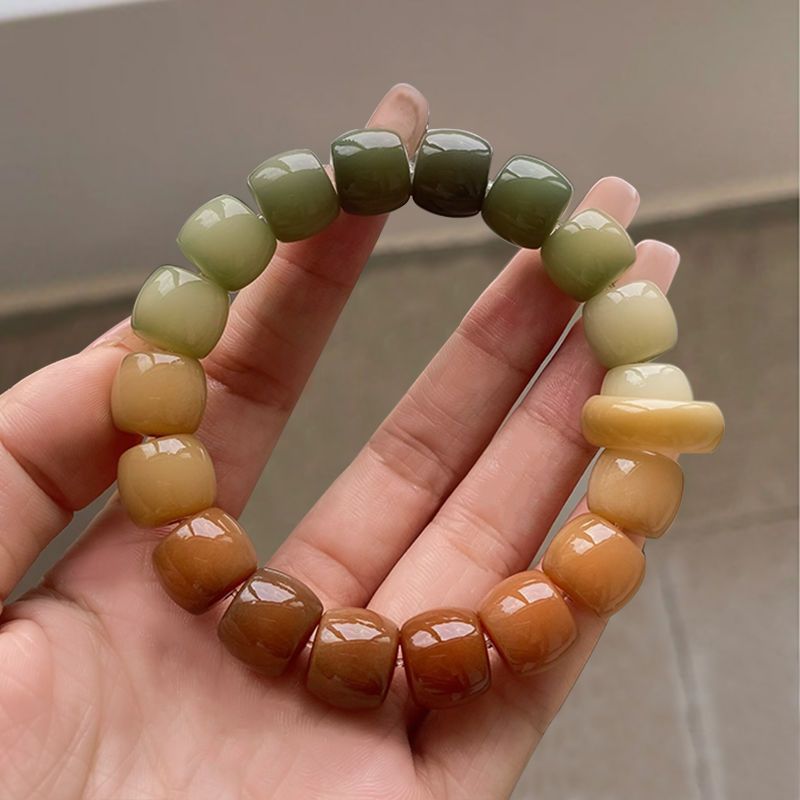 Men's And Women's Fashion Simple Straight Cut Weathered Bodhi Root Bracelet