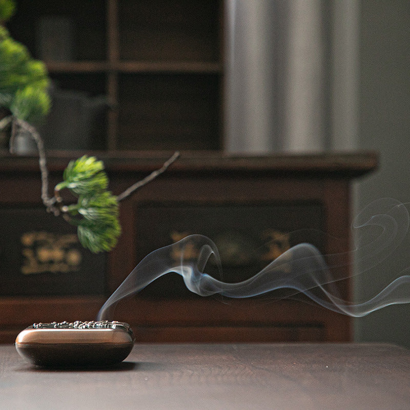 Copper Alloy Hollow Antique Mini Sandalwood Stove Tea Ceremony Utensils