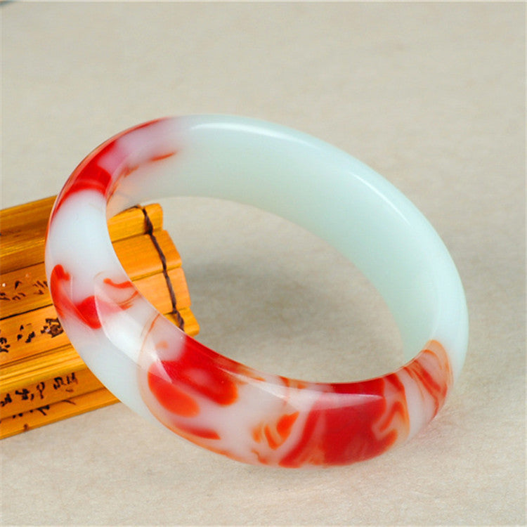 Hetian Suet Red White Jade Jinsi Jade Chicken Blood Bracelet