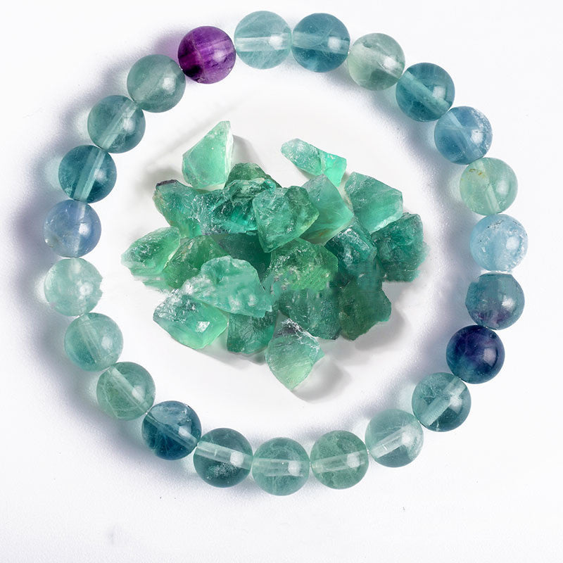 Hand Polished 8mm Natural Round Stone Beads Unisex Vintage Bracelet