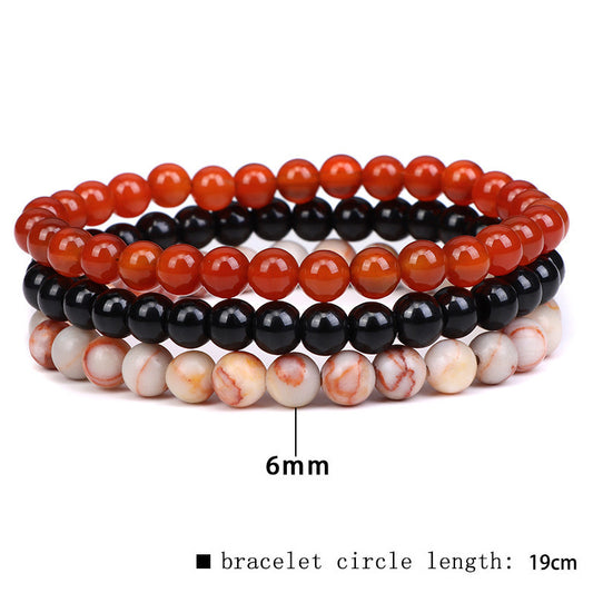 Natural Agate Stone Combination Set Elastic Bracelet