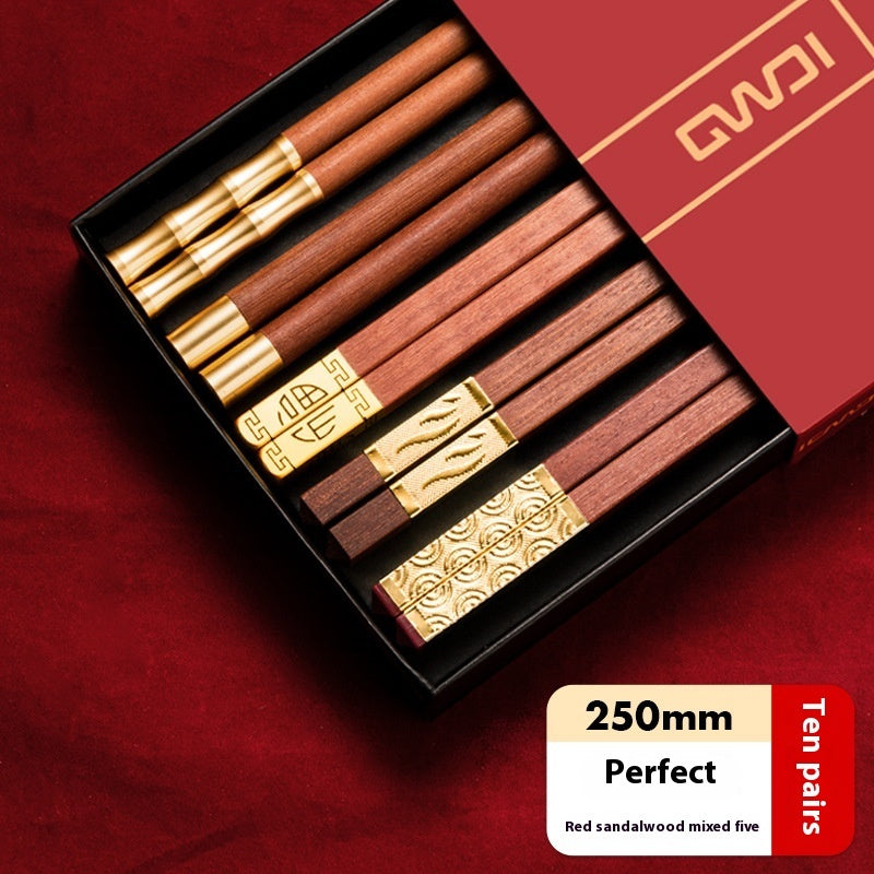 Red Sandalwood Divided Meal Chopsticks Sets