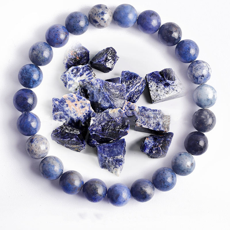 Hand Polished 8mm Natural Round Stone Beads Unisex Vintage Bracelet