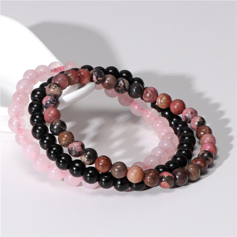 Natural Agate Stone Combination Set Elastic Bracelet