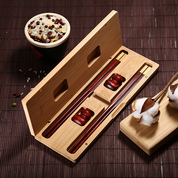 Chinese Mahogany Chopsticks Lettering Solid Wood Box Set Gift Chopsticks Custom Gift Box Wedding Lettering Public Chopsticks Birthday Gift