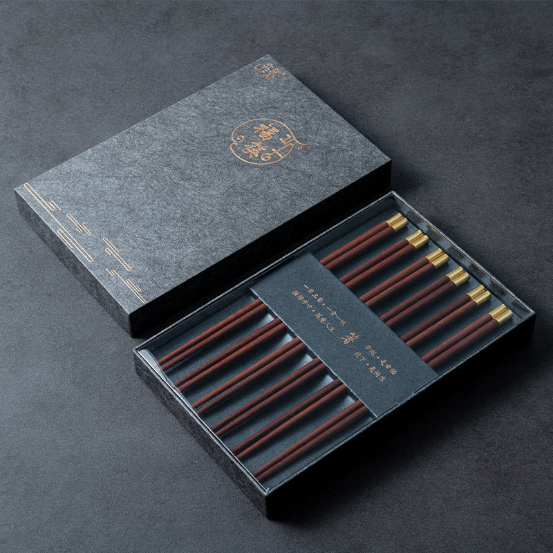 Gift Boxed Chicken Wings Log Chopsticks Household Chopsticks Family Set 5 Pairs