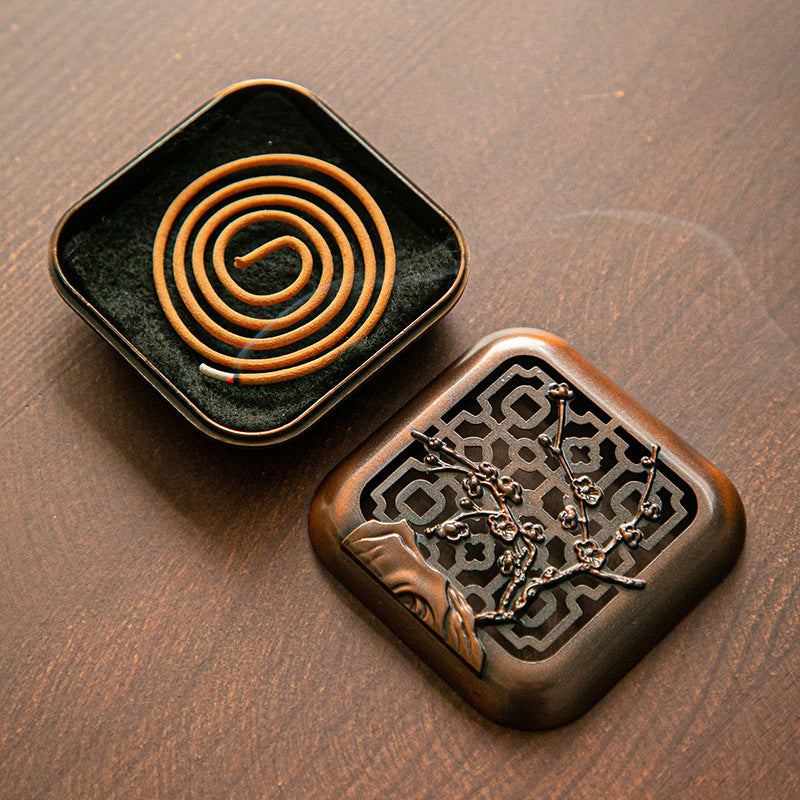 Copper Alloy Hollow Antique Mini Sandalwood Stove Tea Ceremony Utensils