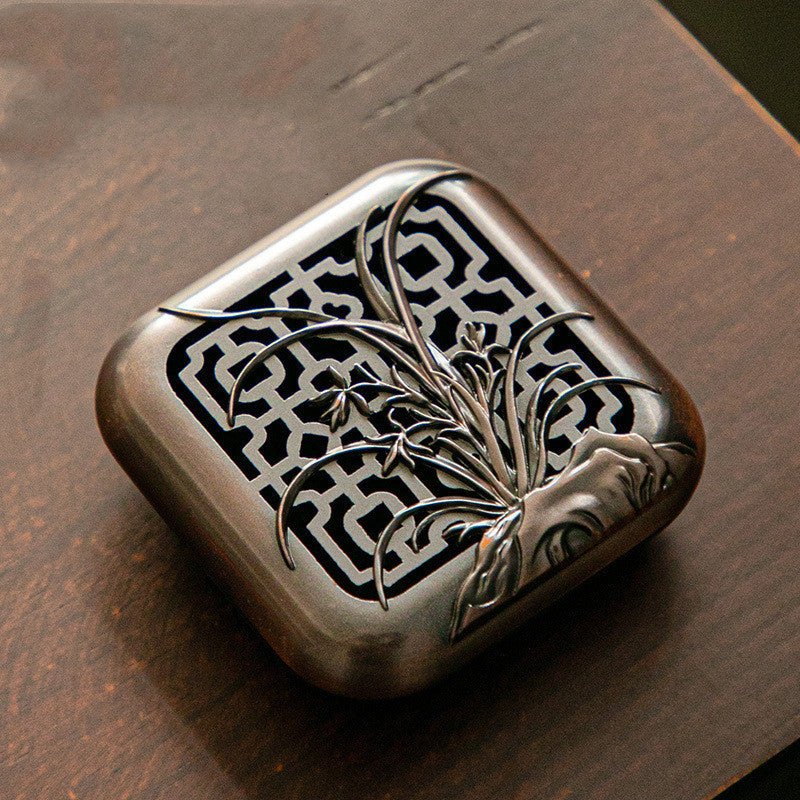 Copper Alloy Hollow Antique Mini Sandalwood Stove Tea Ceremony Utensils