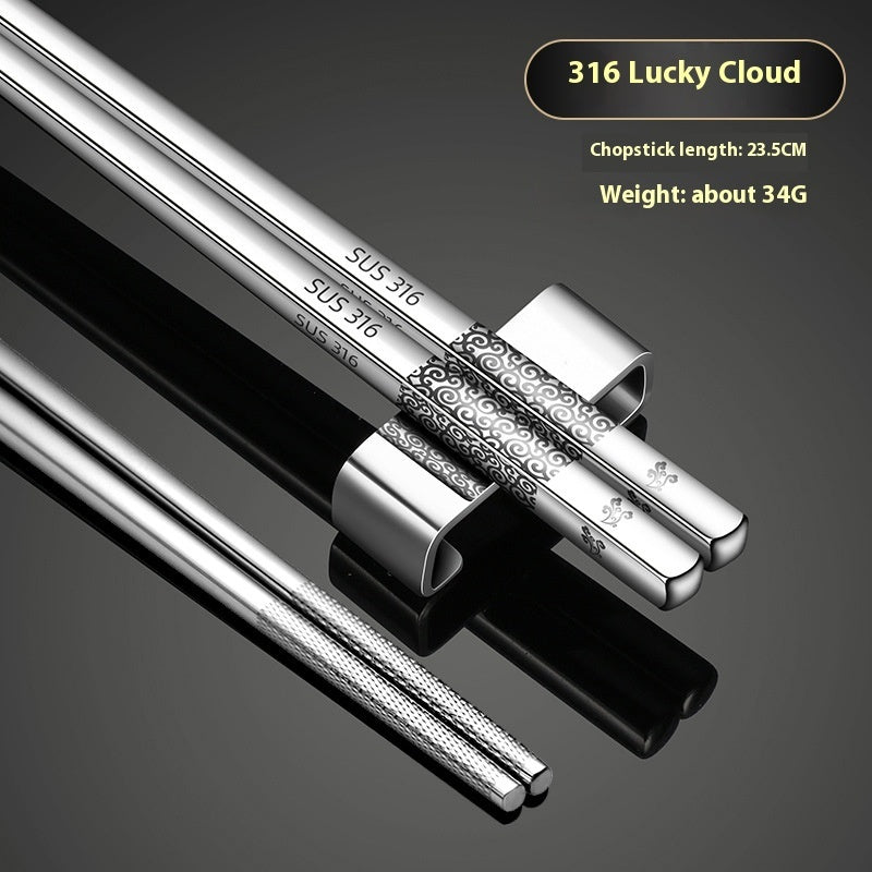 316 Stainless Steel Chopsticks Thickened Alloy Non-slip