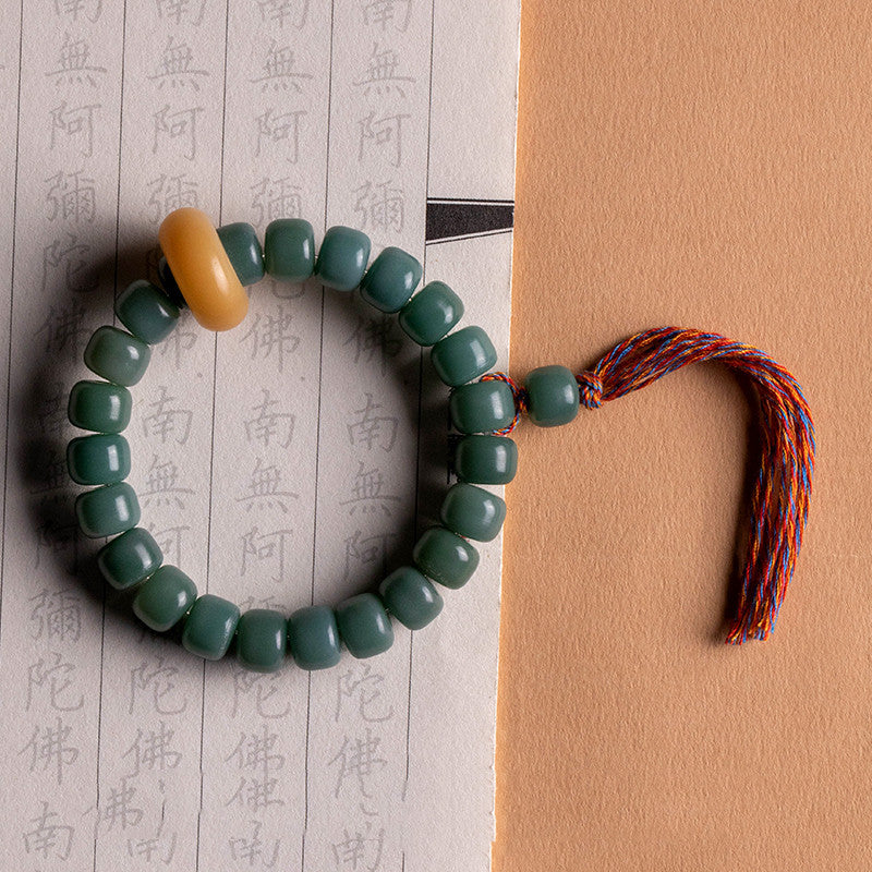 Natural Vaginal Skin Weathered Green Bodhi Root Bracelet