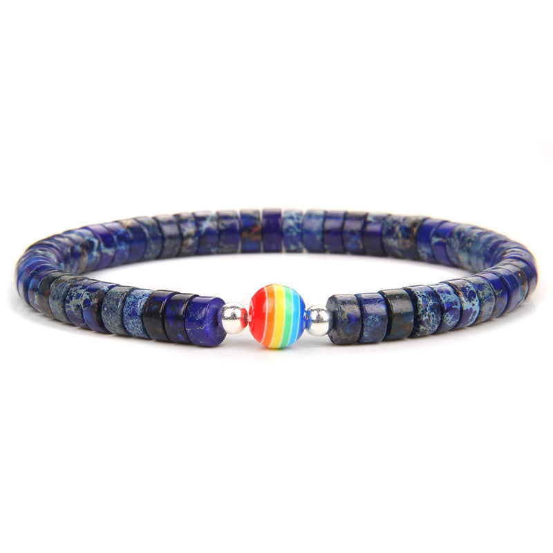 Men's Bracelet With Natural Imperial Stone Spacer