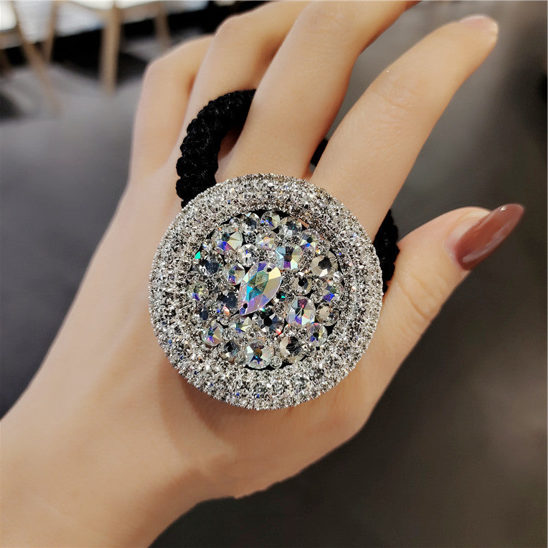 Korea Shiny Crystal Rhinestone Thick Hair Ring Hair Rope Setting